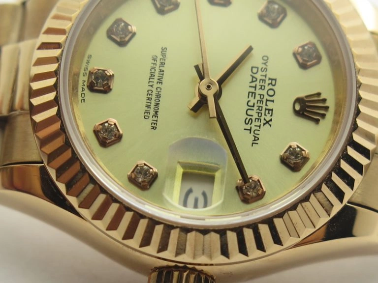 DateJust 28mm RG BP Maker Best Edition White Rg Diam Dial Fluted Bezel On RG Bracelet ETA Upgraded 3443