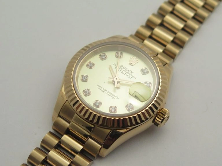 DateJust 28mm RG BP Maker Best Edition White Rg Diam Dial Fluted Bezel On RG Bracelet ETA Upgraded 3443