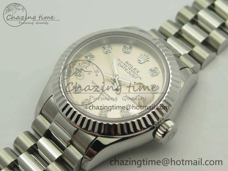 Compact DateJust 28mm SS BP Maker Best Edition Silver Diam Dial On SS Bracelet ETA 3472