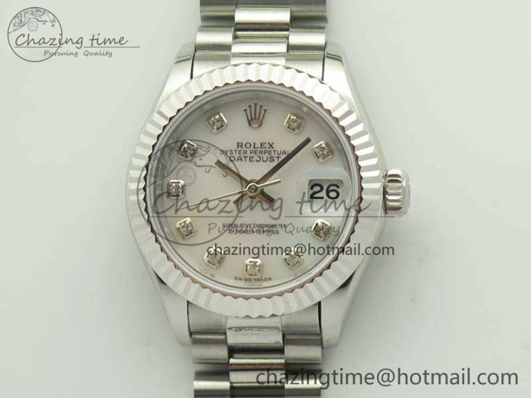 Vibrant DateJust 28mm SS BP Maker Best Edition White MOP Dial On SS Bracelet ETA 3473