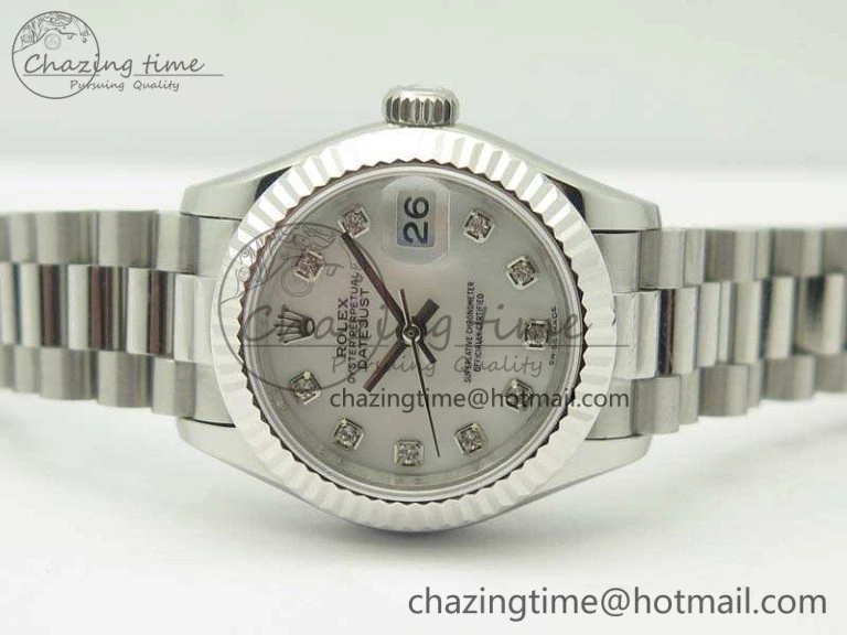 Vibrant DateJust 28mm SS BP Maker Best Edition White MOP Dial On SS Bracelet ETA 3473