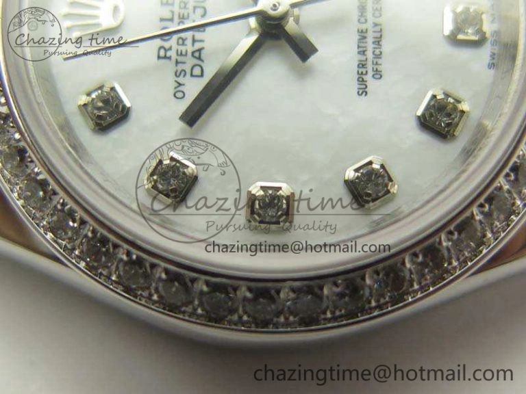 Classic DateJust 28mm SS Diam Bezel BP Maker Best Edition White MOP Dial On SS Bracelet ETA 3469