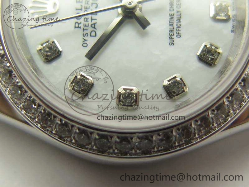 Classic DateJust 28mm SS Diam Bezel BP Maker Best Edition White MOP Dial On SS Bracelet ETA 3469