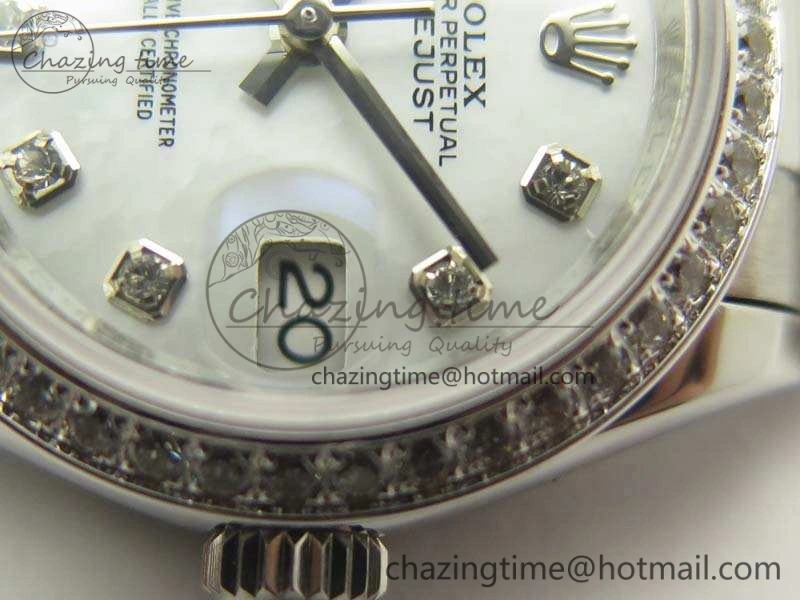 Classic DateJust 28mm SS Diam Bezel BP Maker Best Edition White MOP Dial On SS Bracelet ETA 3469
