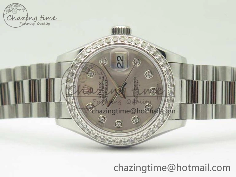 SportInspired DateJust 28mm SS Diamond Bezel BP Maker Best Edition Silver Dial On SS Bracelet ETA 3468