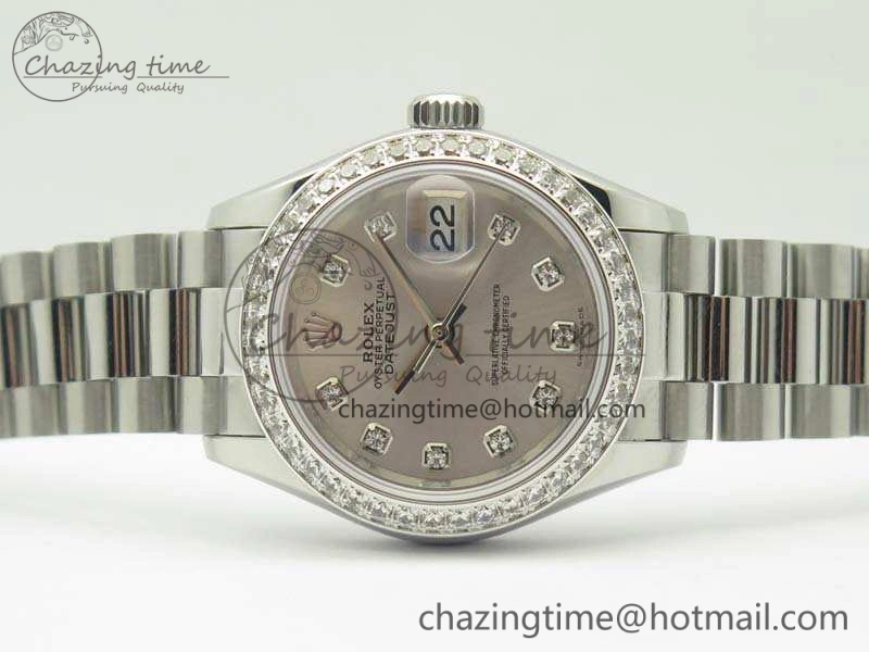 SportInspired DateJust 28mm SS Diamond Bezel BP Maker Best Edition Silver Dial On SS Bracelet ETA 3468