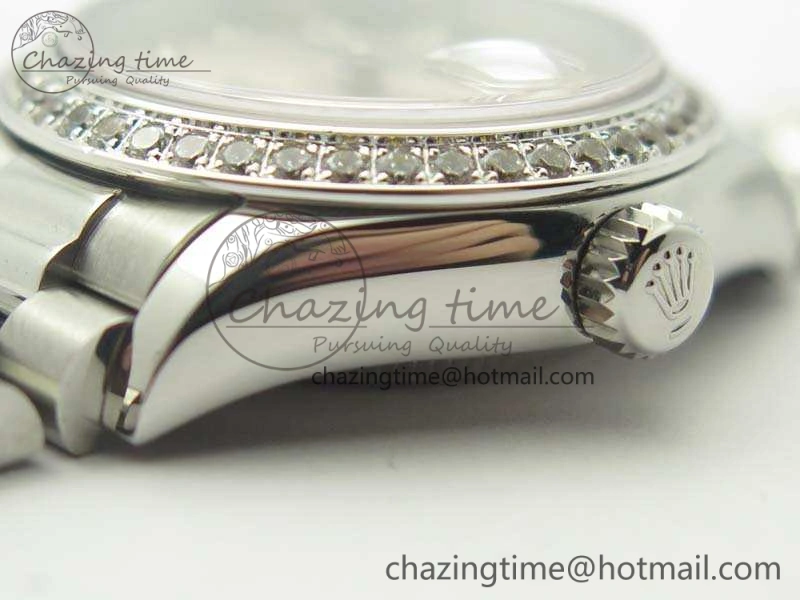 SportInspired DateJust 28mm SS Diamond Bezel BP Maker Best Edition Silver Dial On SS Bracelet ETA 3468
