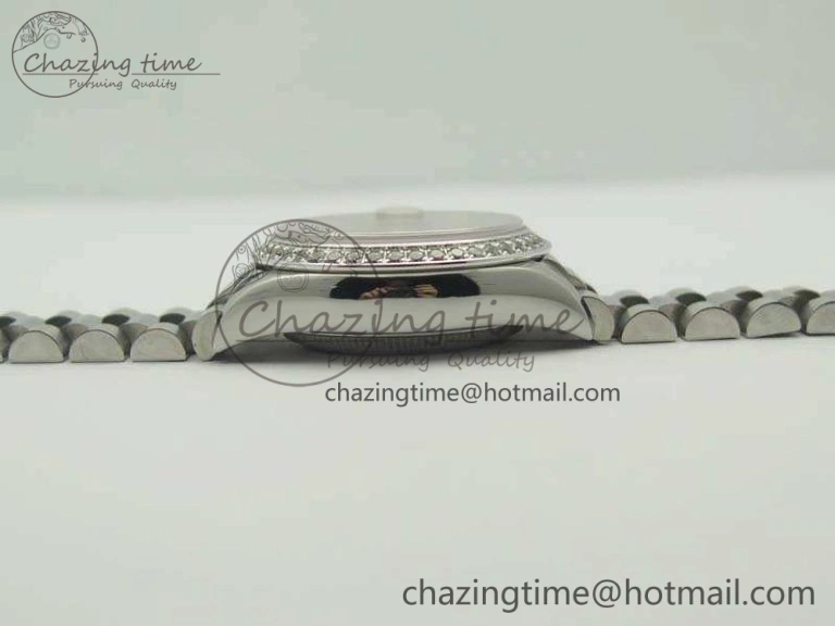 SportInspired DateJust 28mm SS Diamond Bezel BP Maker Best Edition Silver Dial On SS Bracelet ETA 3468