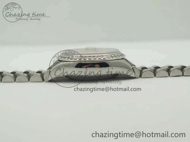 SportInspired DateJust 28mm SS Diamond Bezel BP Maker Best Edition Silver Dial On SS Bracelet ETA 3468
