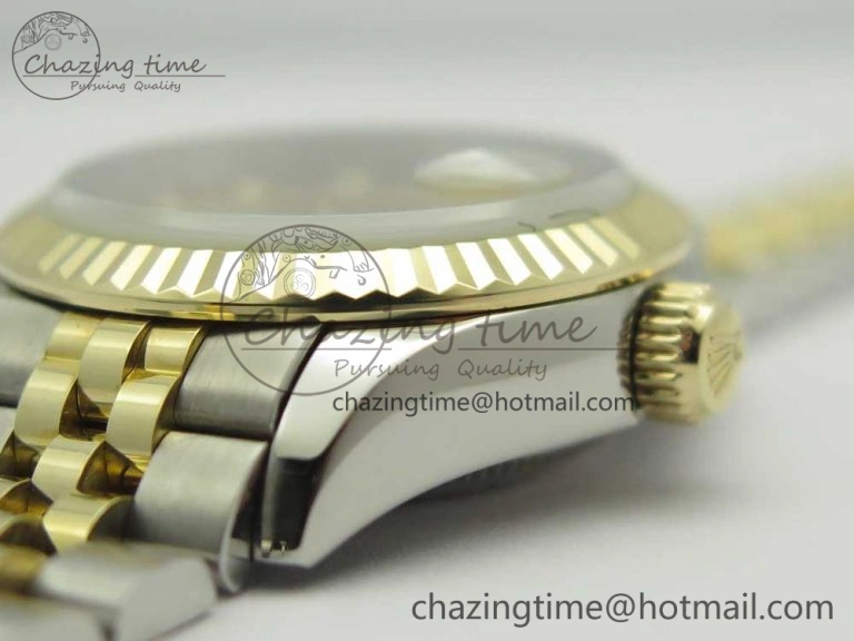 DateJust 28mm Wrapped SS YG Best Edition Gold Dial Crystal Markers on Wrapped SS YG Bracelet ETA Tailored 3344