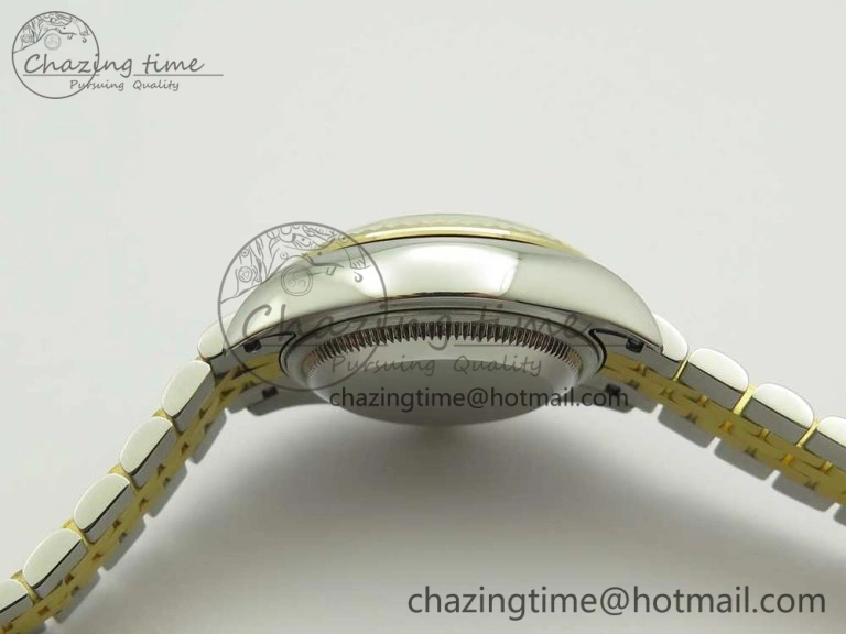 WellDesigned DateJust 28mm Wrapped SS YG Best Edition Gold Dial Sticks Markers on Wrapped SS YG Bracelet ETA 10665