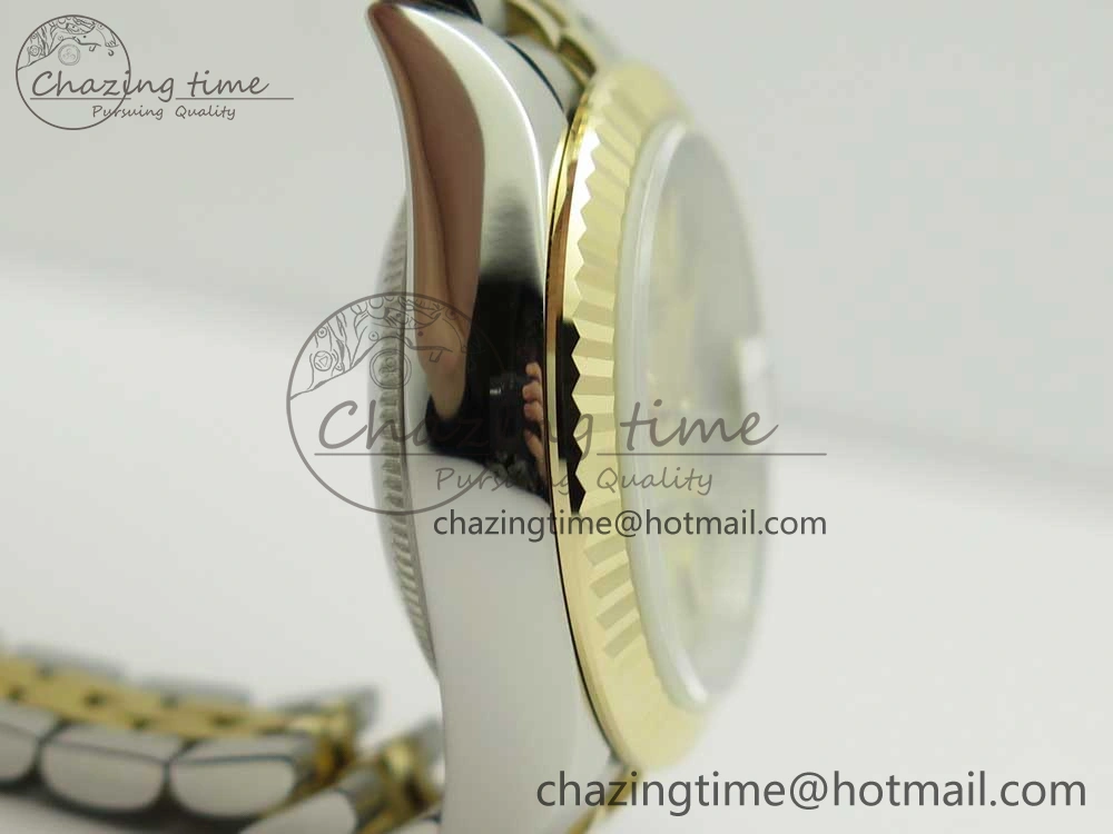 WellDesigned DateJust 28mm Wrapped SS YG Best Edition Gold Dial Sticks Markers on Wrapped SS YG Bracelet ETA 10665