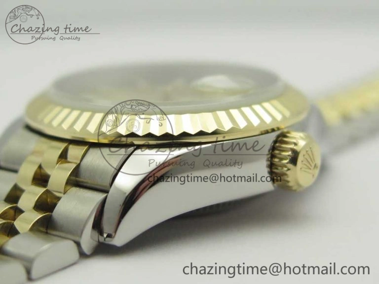 WellDesigned DateJust 28mm Wrapped SS YG Best Edition Gold Dial Sticks Markers on Wrapped SS YG Bracelet ETA 10665