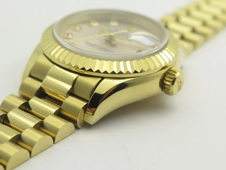 FashionForward DateJust 28mm YG BP Maker Best Edition Silver Diam Dial Fluted Bezel On YG Bracelet ETA 3438