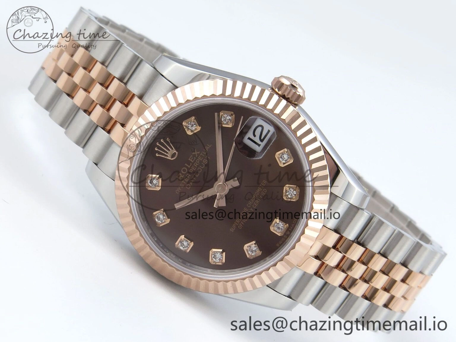 DateJust 31 278271 ARF 1:1 Best Edition 904L Steel Brown Diamonds Dial on SS RG Jubilee Bracelet ETA FlexibleFit 519