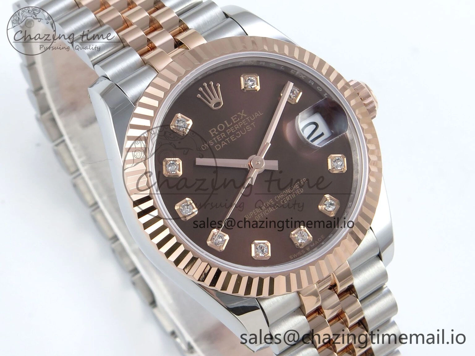 DateJust 31 278271 ARF 1:1 Best Edition 904L Steel Brown Diamonds Dial on SS RG Jubilee Bracelet ETA FlexibleFit 519