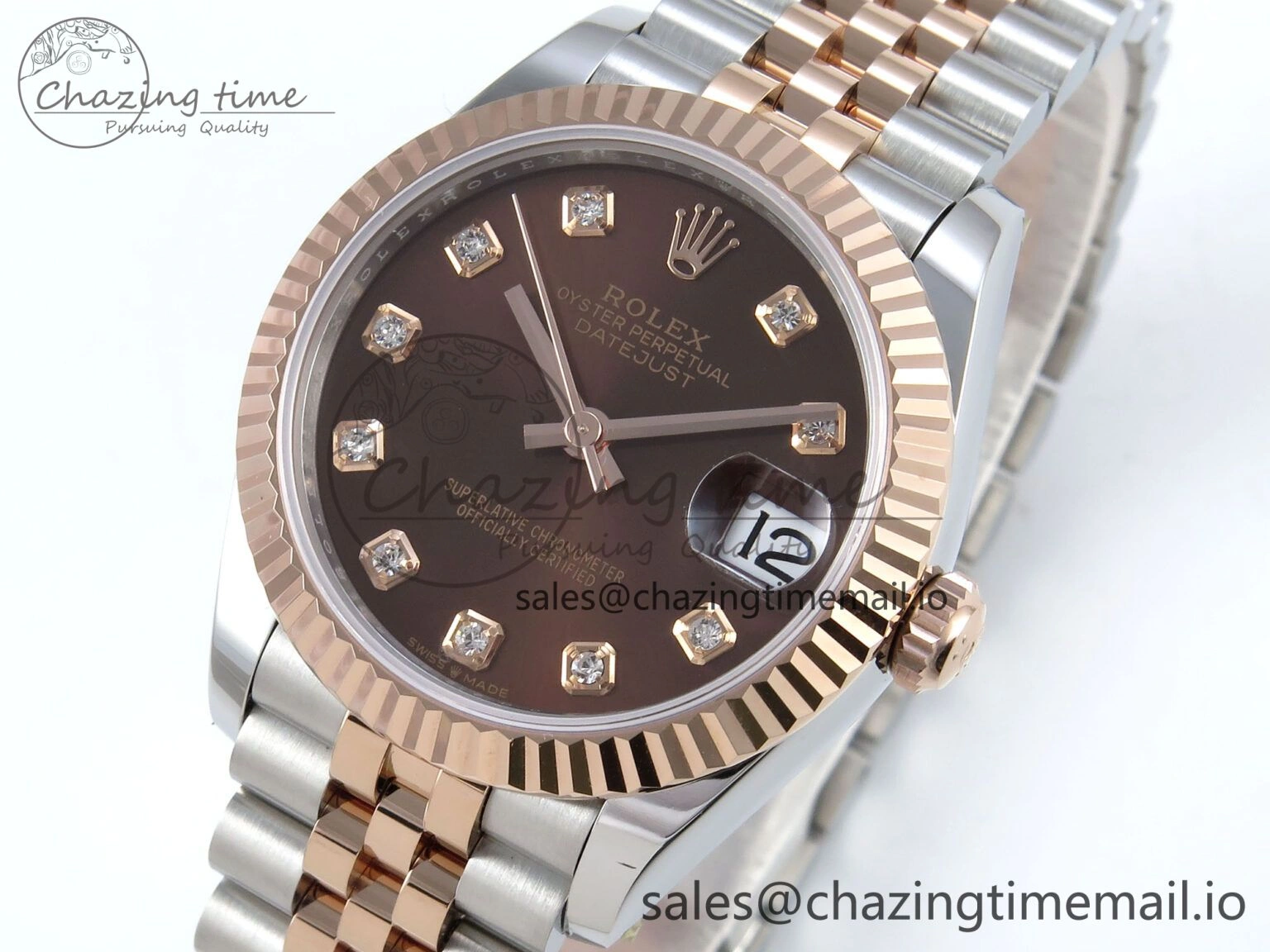 DateJust 31 278271 ARF 1:1 Best Edition 904L Steel Brown Diamonds Dial on SS RG Jubilee Bracelet ETA FlexibleFit 519