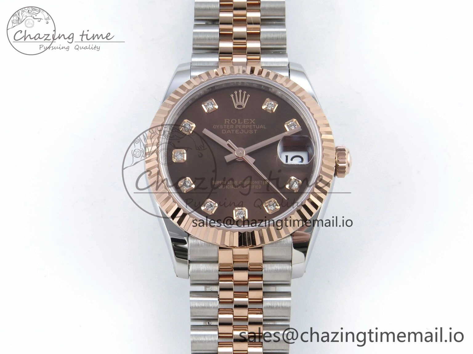 DateJust 31 278271 ARF 1:1 Best Edition 904L Steel Brown Diamonds Dial on SS RG Jubilee Bracelet ETA FlexibleFit 519