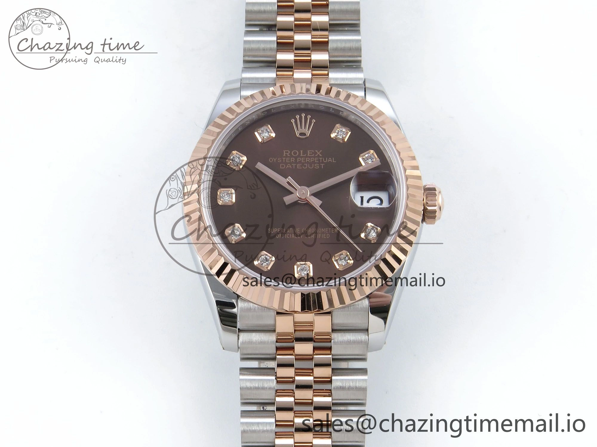 DateJust 31 278271 ARF 1:1 Best Edition 904L Steel Brown Diamonds Dial on SS RG Jubilee Bracelet ETA FlexibleFit 519
