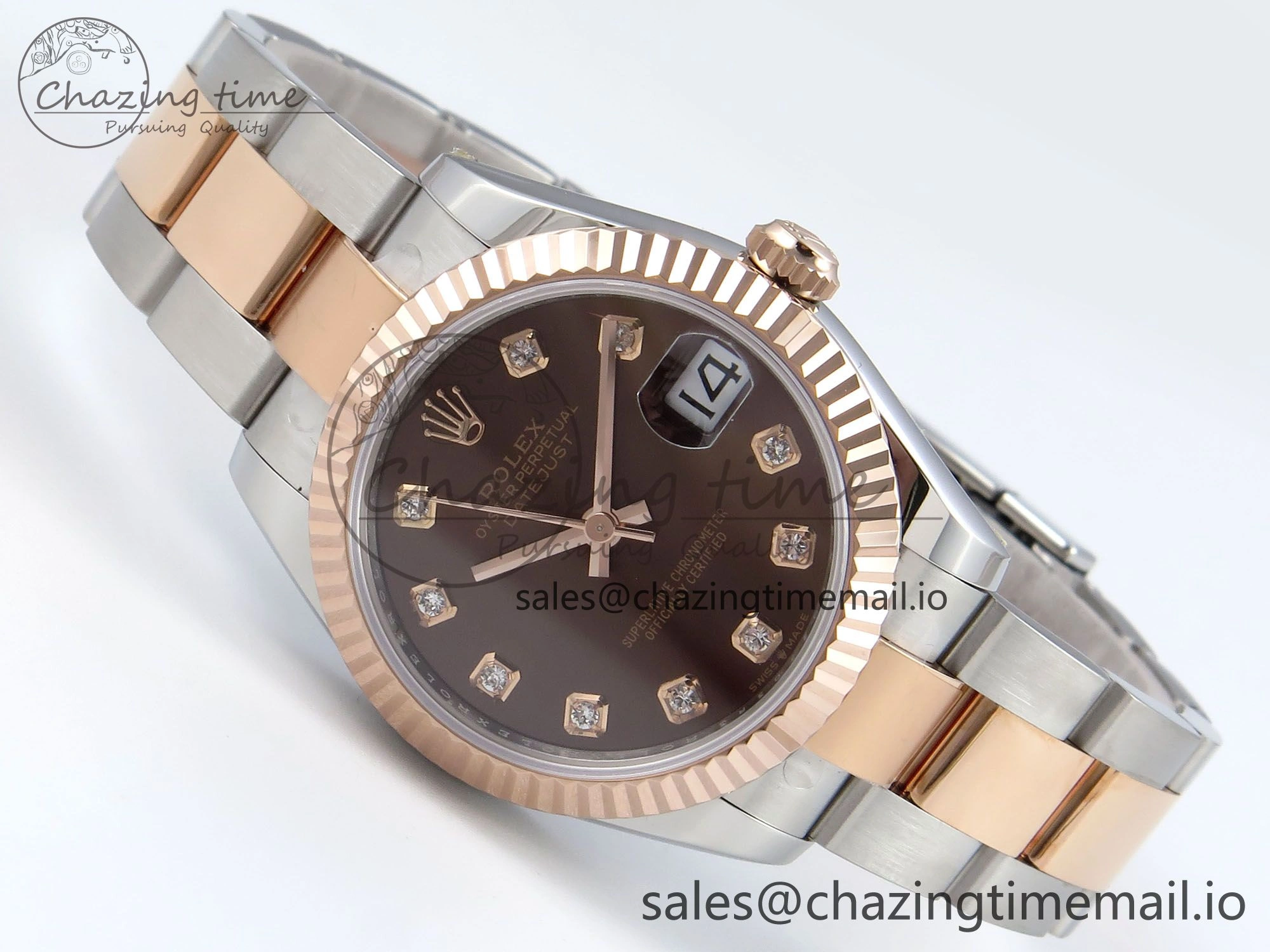 DateJust 31 278271 ARF 1:1 Best Edition 904L Steel Brown Diamonds Dial on SS RG Oyster Bracelet ETA Elegant 528