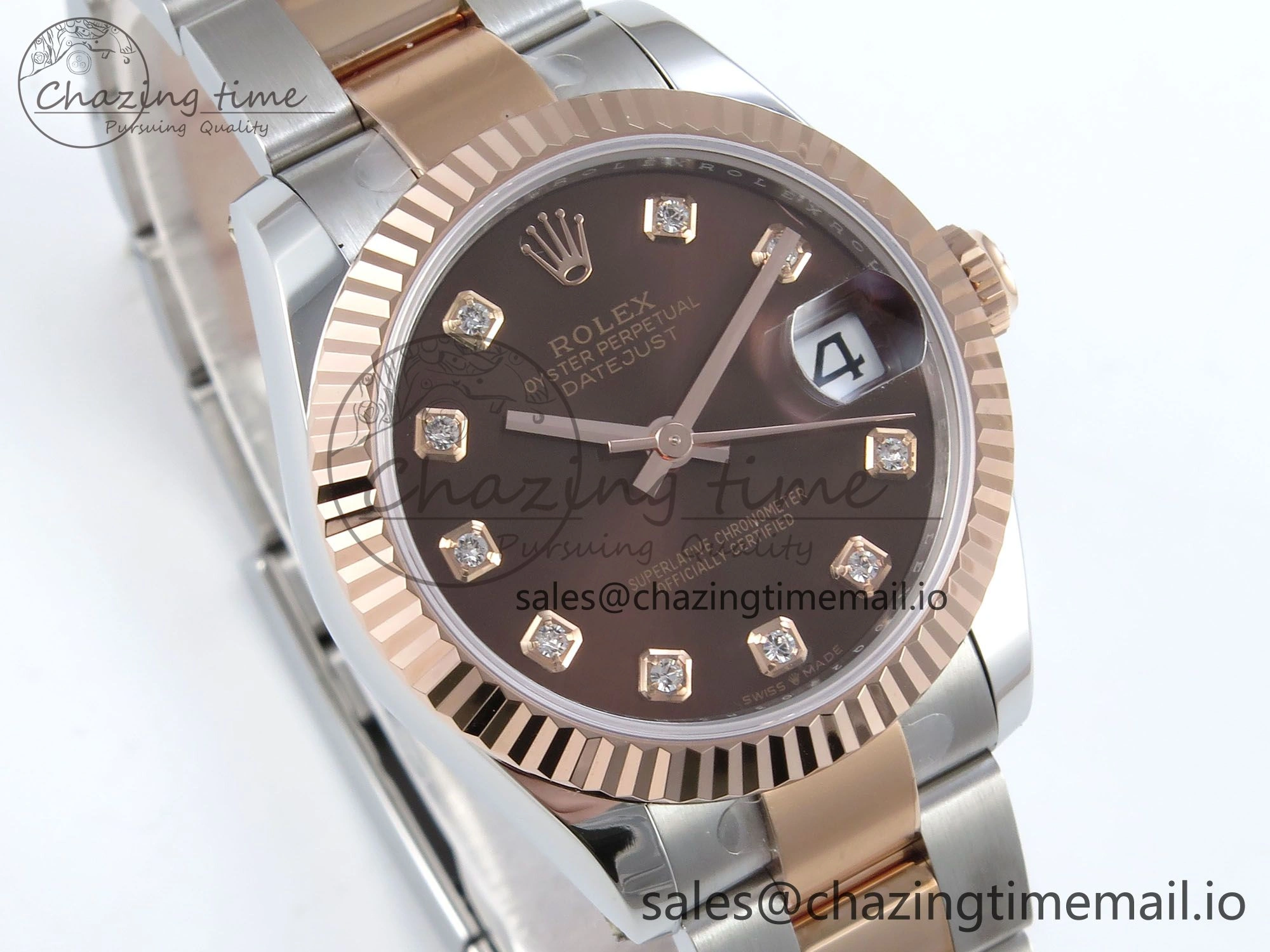 DateJust 31 278271 ARF 1:1 Best Edition 904L Steel Brown Diamonds Dial on SS RG Oyster Bracelet ETA Elegant 528
