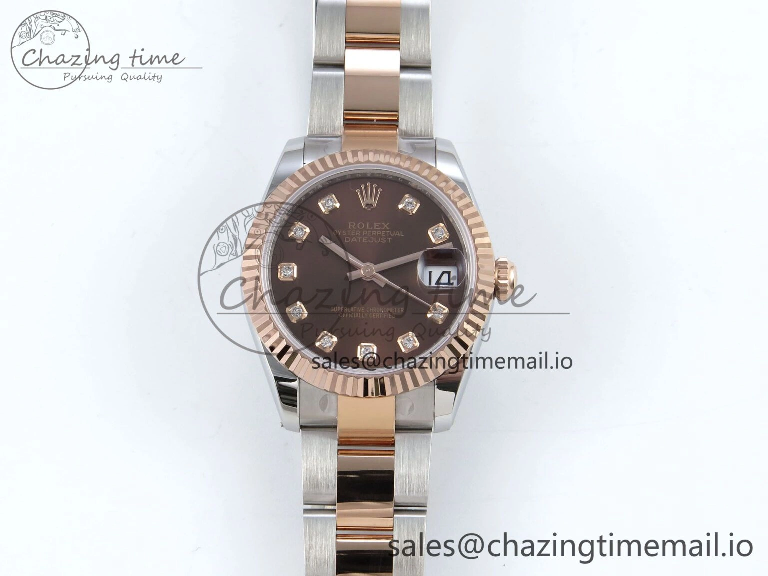 DateJust 31 278271 ARF 1:1 Best Edition 904L Steel Brown Diamonds Dial on SS RG Oyster Bracelet ETA Elegant 528