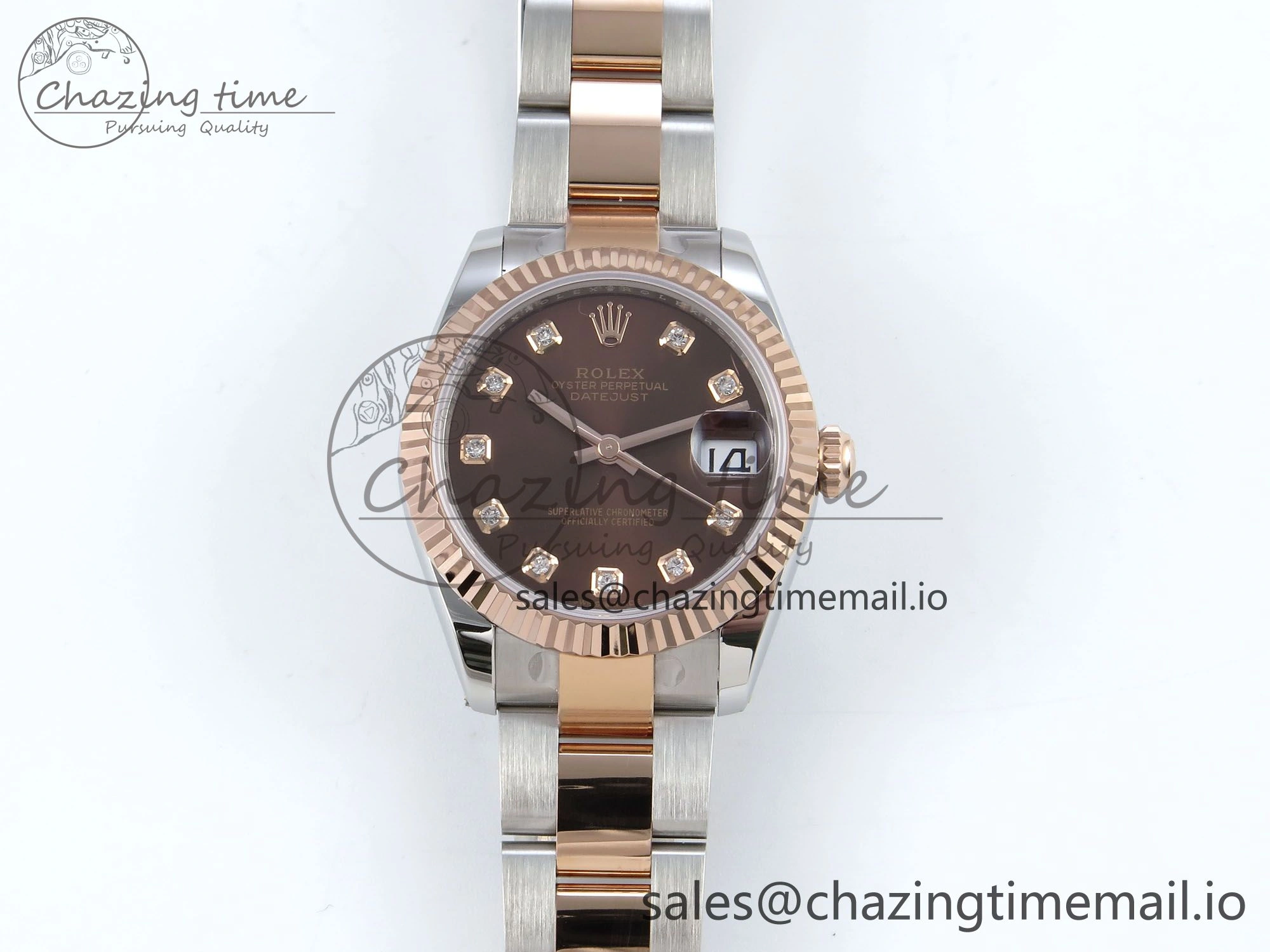 DateJust 31 278271 ARF 1:1 Best Edition 904L Steel Brown Diamonds Dial on SS RG Oyster Bracelet ETA Elegant 528