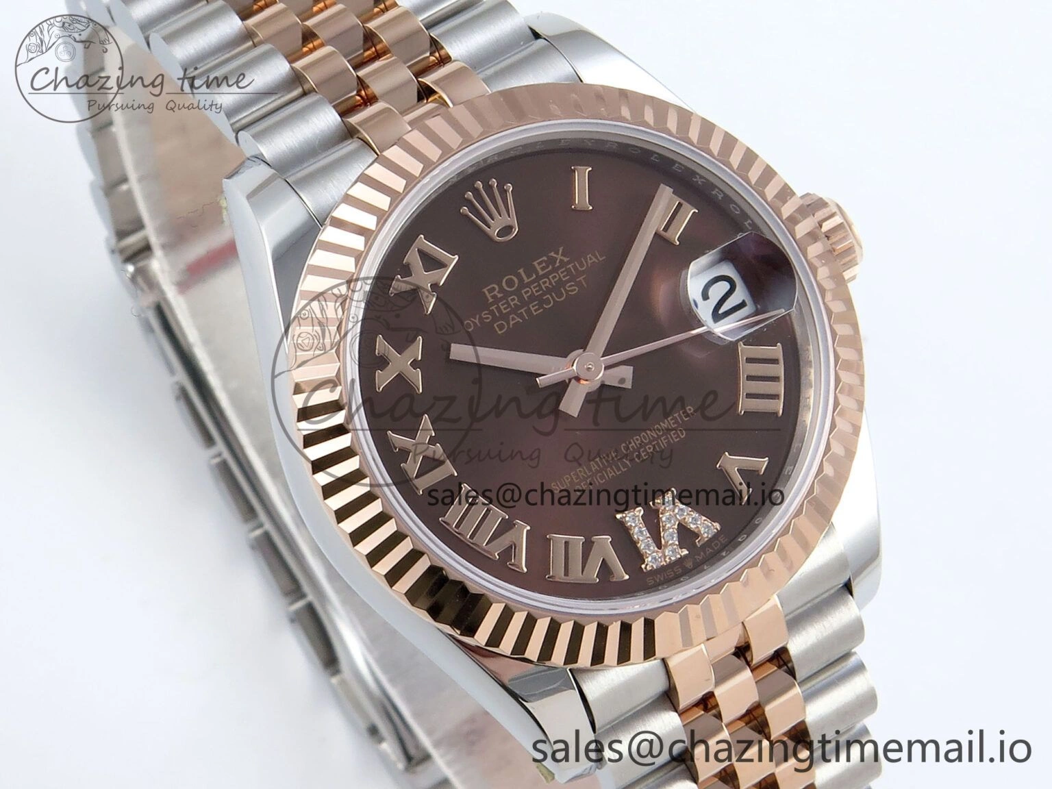 DateJust 31 278271 ARF 1:1 Best Edition 904L Steel Brown Roman Diamonds Dial on SS RG Jubilee Bracelet ETA UrbanChic 510
