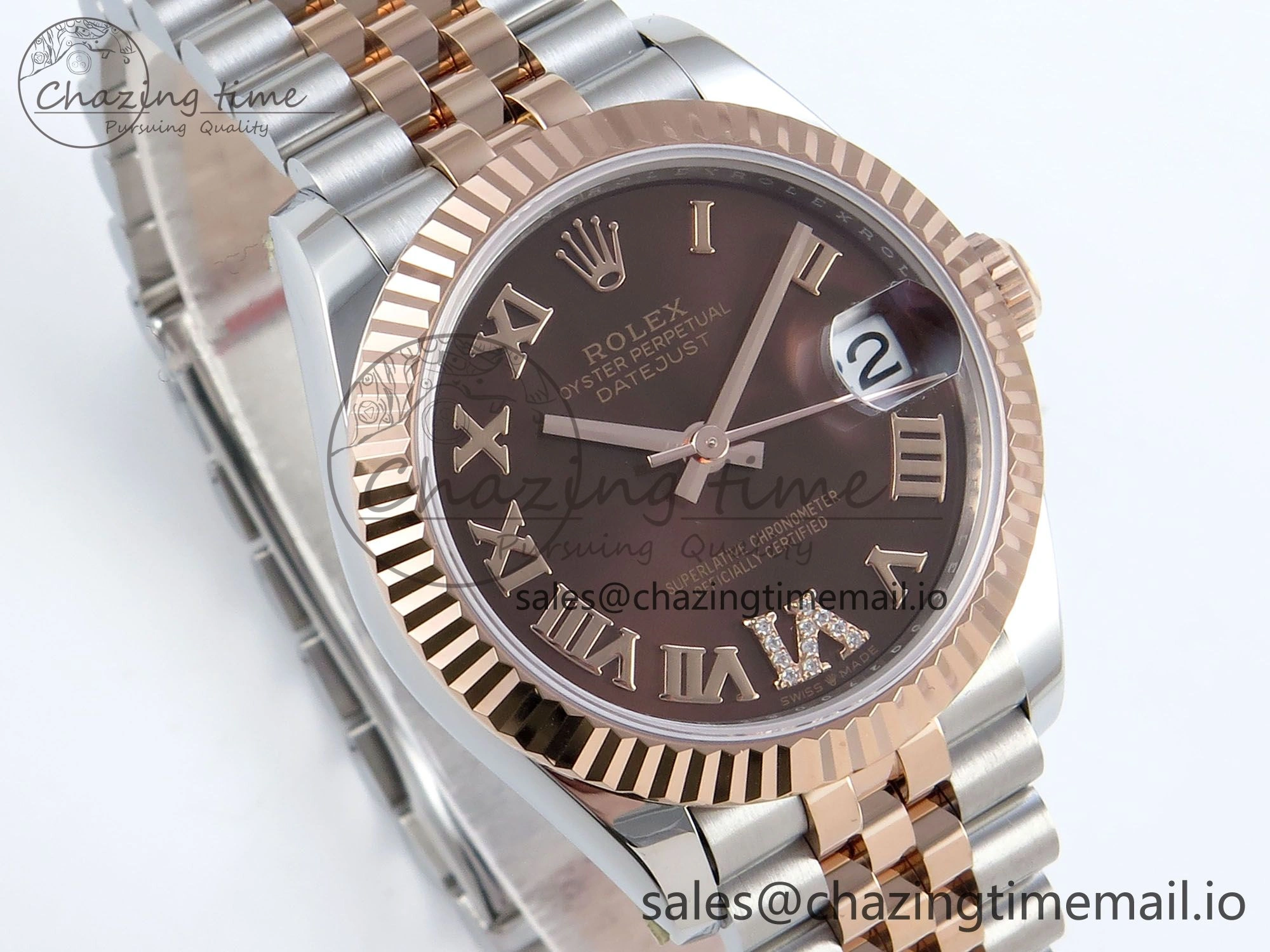 DateJust 31 278271 ARF 1:1 Best Edition 904L Steel Brown Roman Diamonds Dial on SS RG Jubilee Bracelet ETA UrbanChic 510