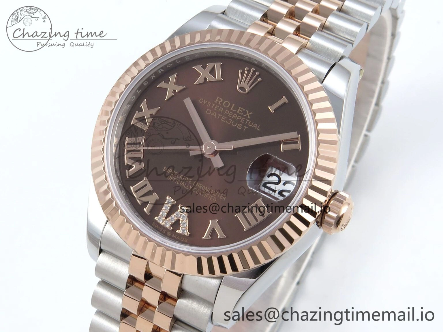 DateJust 31 278271 ARF 1:1 Best Edition 904L Steel Brown Roman Diamonds Dial on SS RG Jubilee Bracelet ETA UrbanChic 510