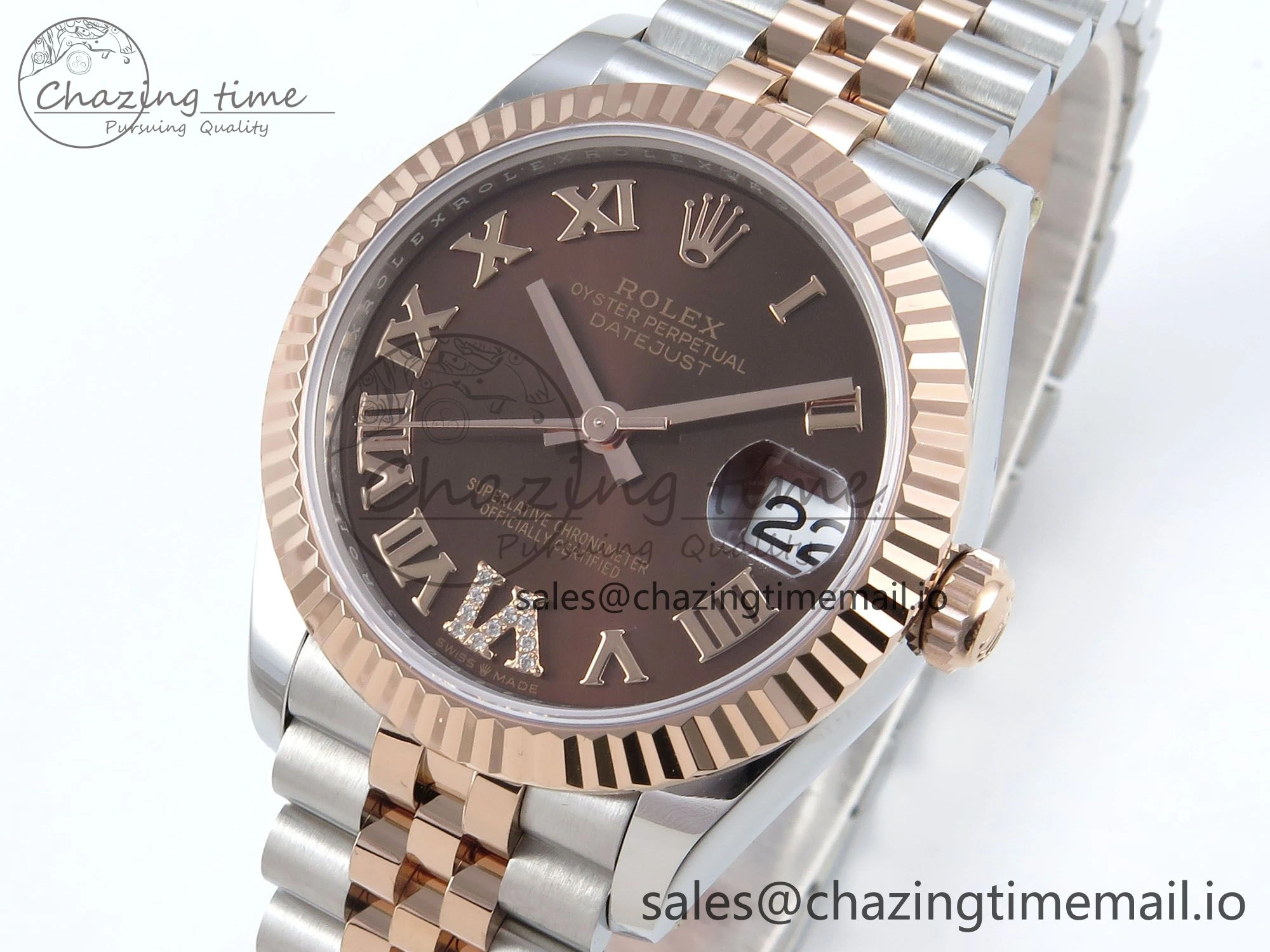 DateJust 31 278271 ARF 1:1 Best Edition 904L Steel Brown Roman Diamonds Dial on SS RG Jubilee Bracelet ETA UrbanChic 510