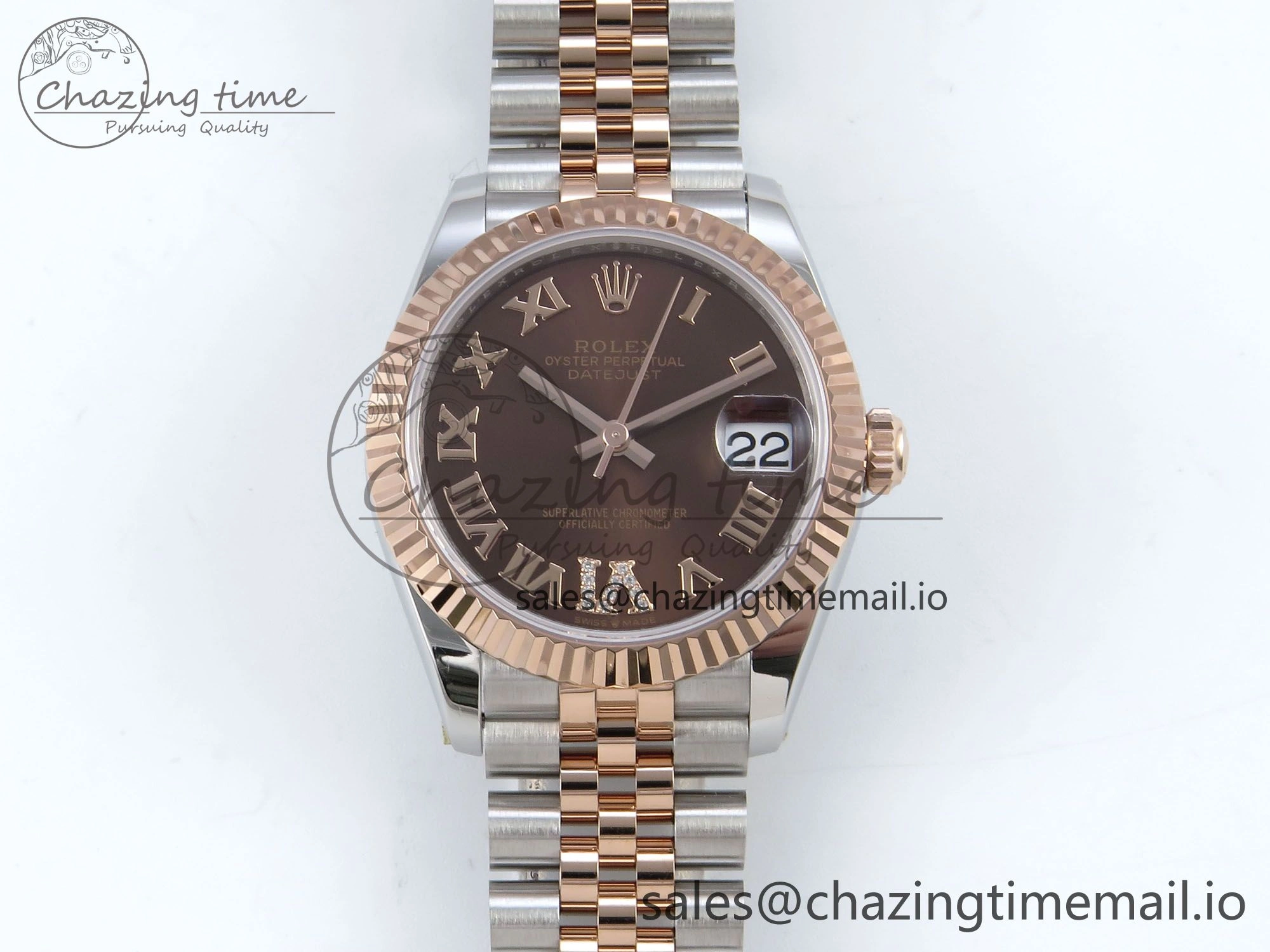 DateJust 31 278271 ARF 1:1 Best Edition 904L Steel Brown Roman Diamonds Dial on SS RG Jubilee Bracelet ETA UrbanChic 510