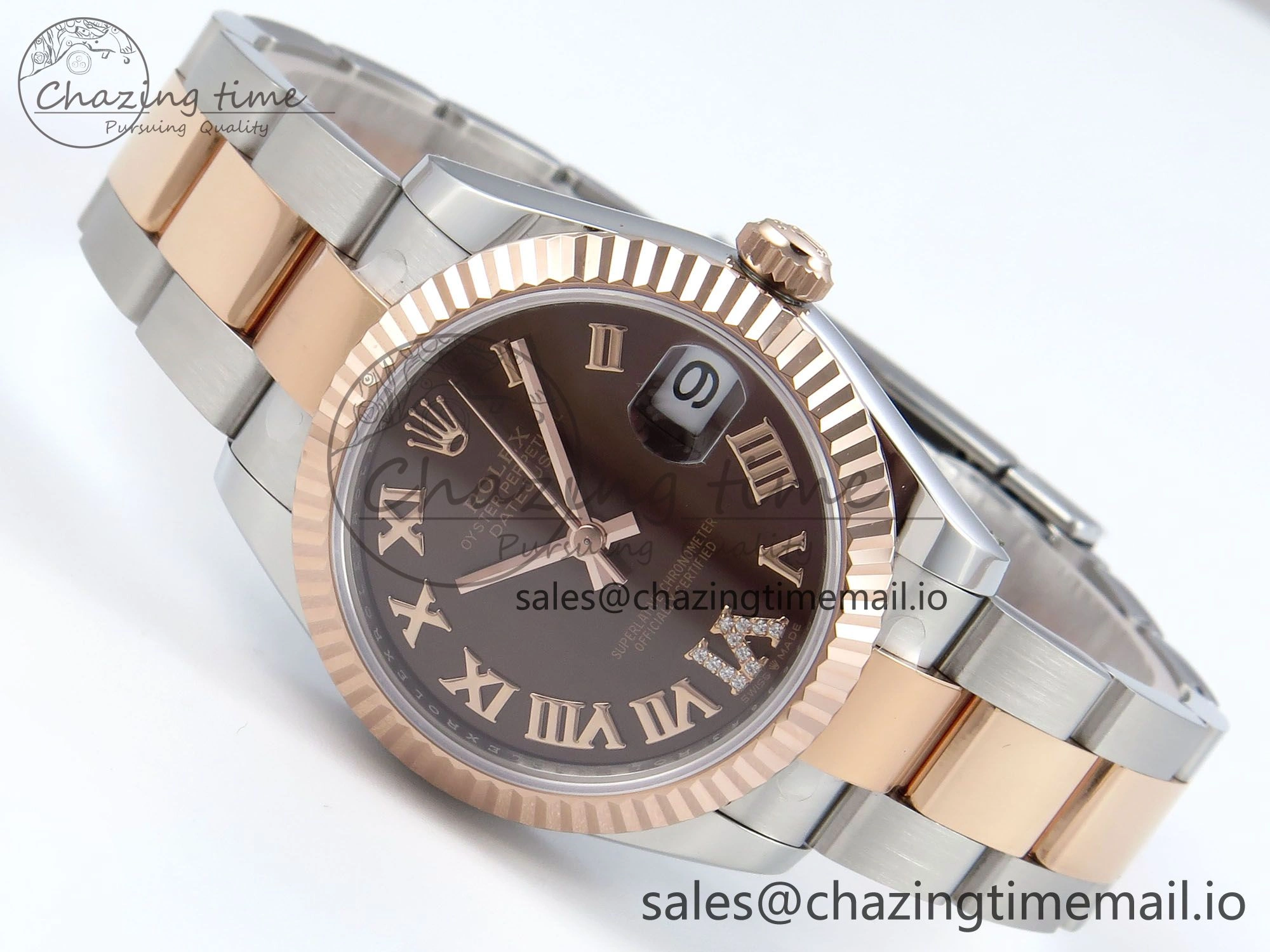 Breathable DateJust 31 278271 ARF 1:1 Best Edition 904L Steel Brown Roman Diamonds Dial on SS RG Oyster Bracelet ETA 520
