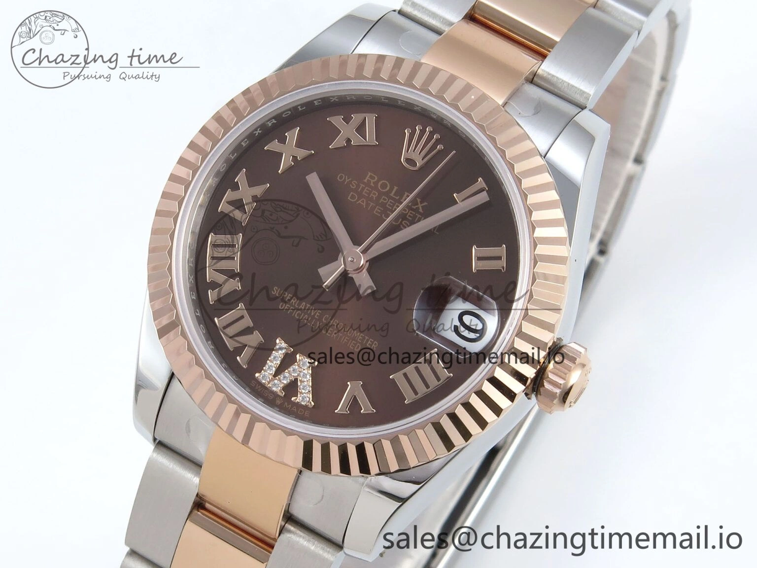Breathable DateJust 31 278271 ARF 1:1 Best Edition 904L Steel Brown Roman Diamonds Dial on SS RG Oyster Bracelet ETA 520