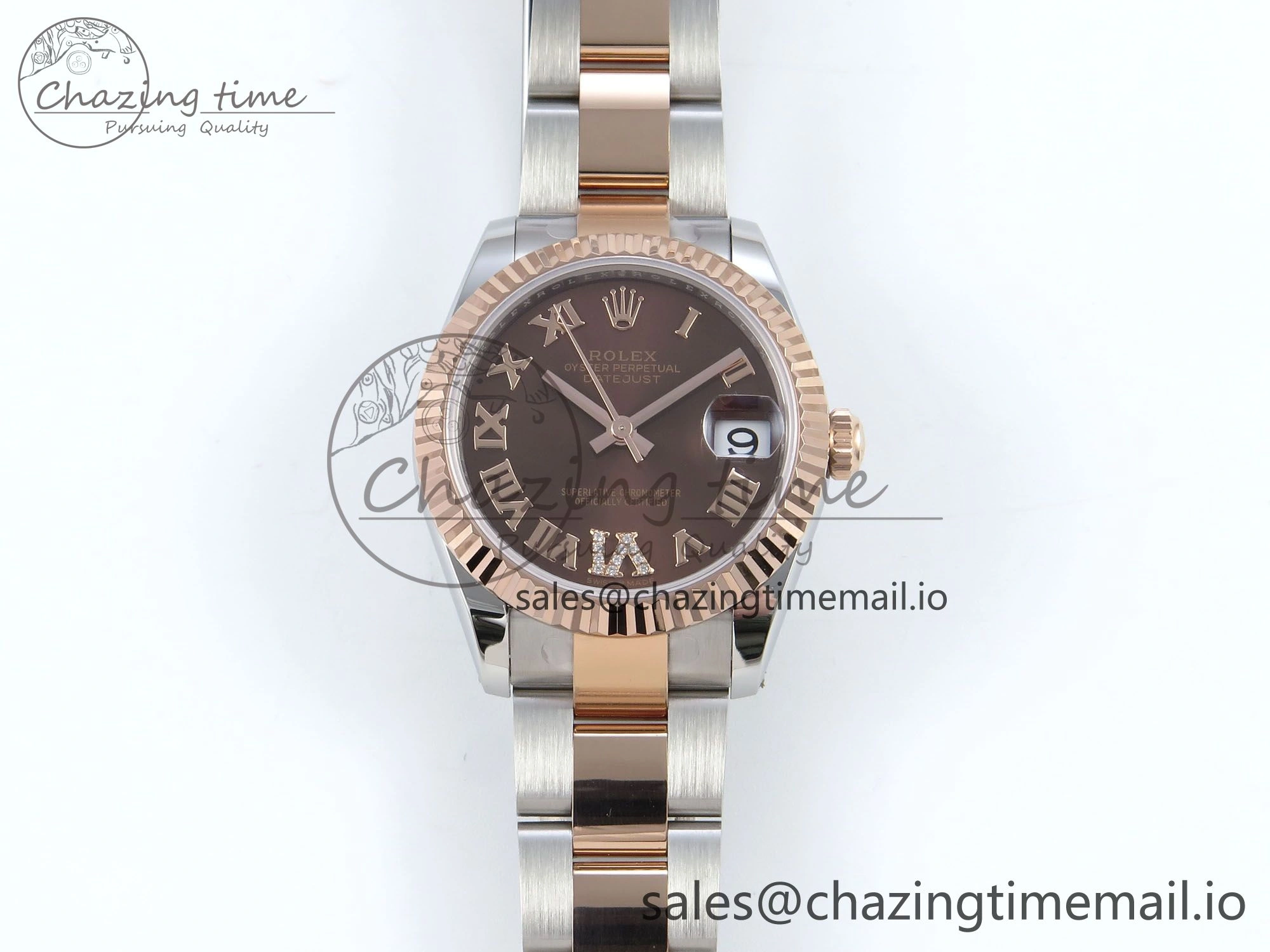 Breathable DateJust 31 278271 ARF 1:1 Best Edition 904L Steel Brown Roman Diamonds Dial on SS RG Oyster Bracelet ETA 520