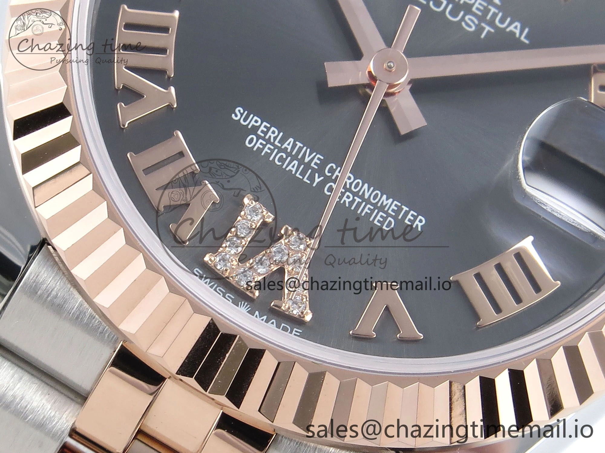 Comfortable DateJust 31 278271 ARF 1:1 Best Edition 904L Steel Gray Roman Diamonds Dial on SS RG Jubilee Bracelet ETA 516