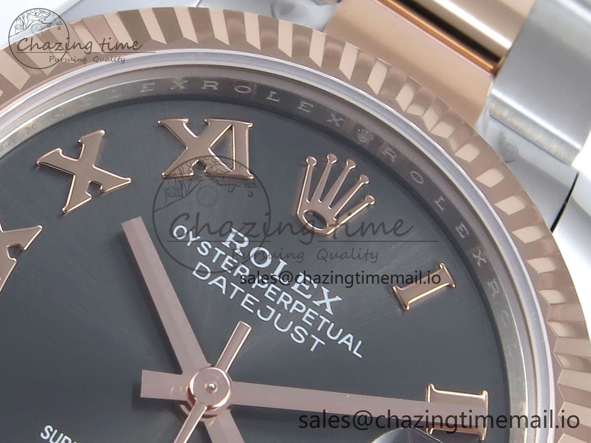 DateJust 31 278271 ARF 1:1 Best Edition 904L Steel Gray Roman Diamonds Dial on SS RG Oyster Bracelet ETA SunProtective 527