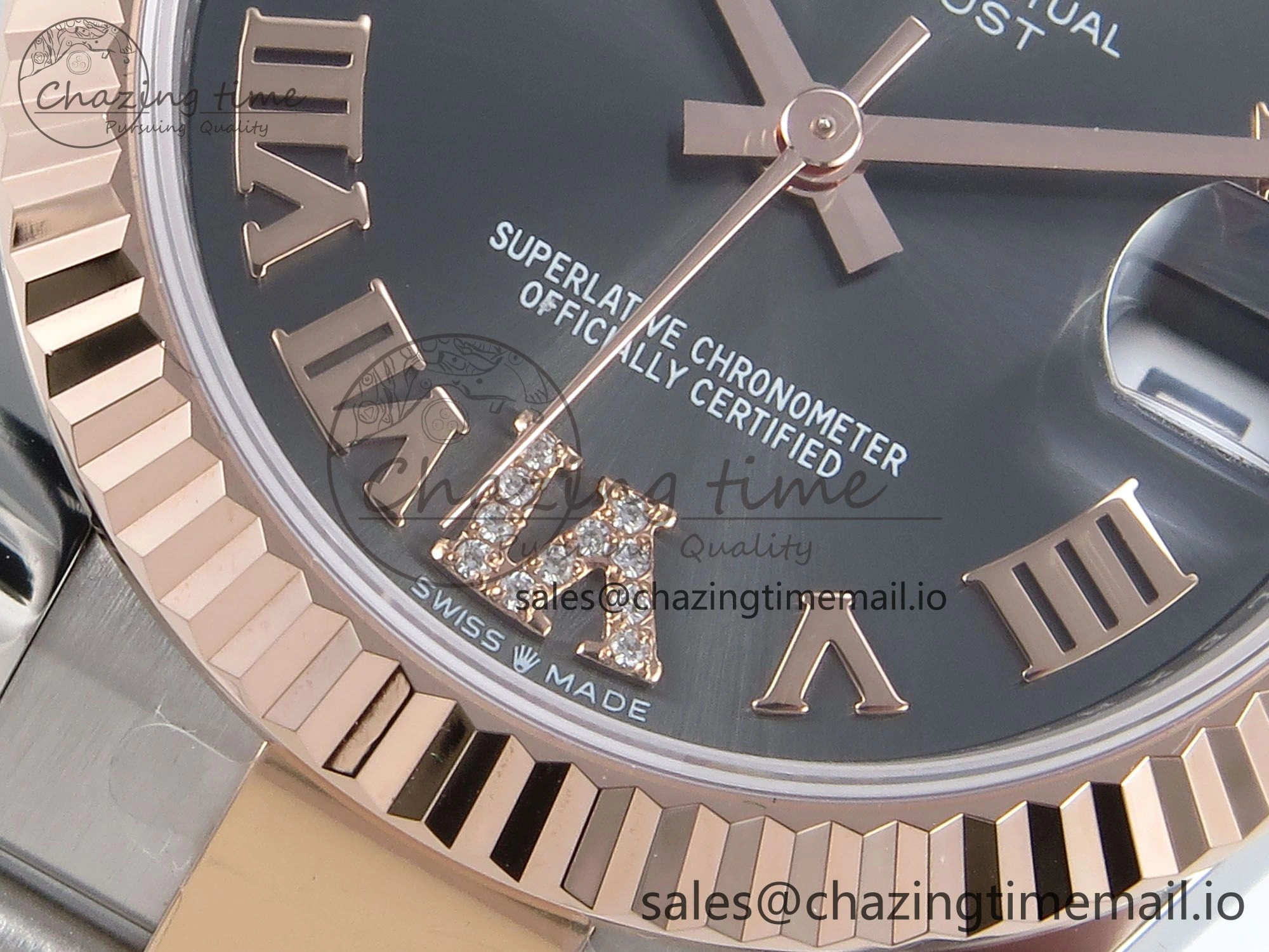 DateJust 31 278271 ARF 1:1 Best Edition 904L Steel Gray Roman Diamonds Dial on SS RG Oyster Bracelet ETA SunProtective 527