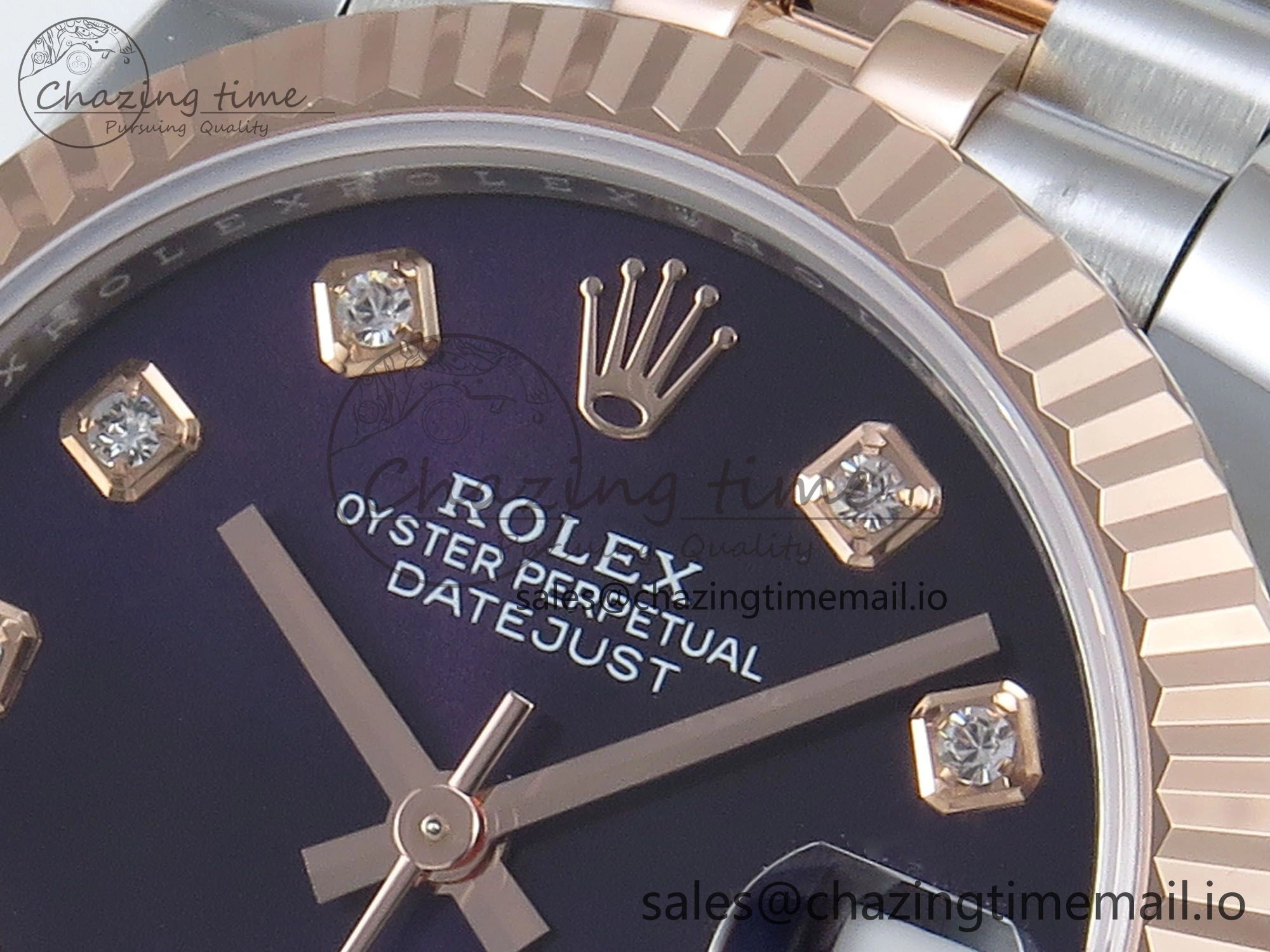 DateJust 31 278271 ARF 1:1 Best Edition 904L Steel Purple Diamonds Dial on SS RG Jubilee Bracelet ETA Flexible 513