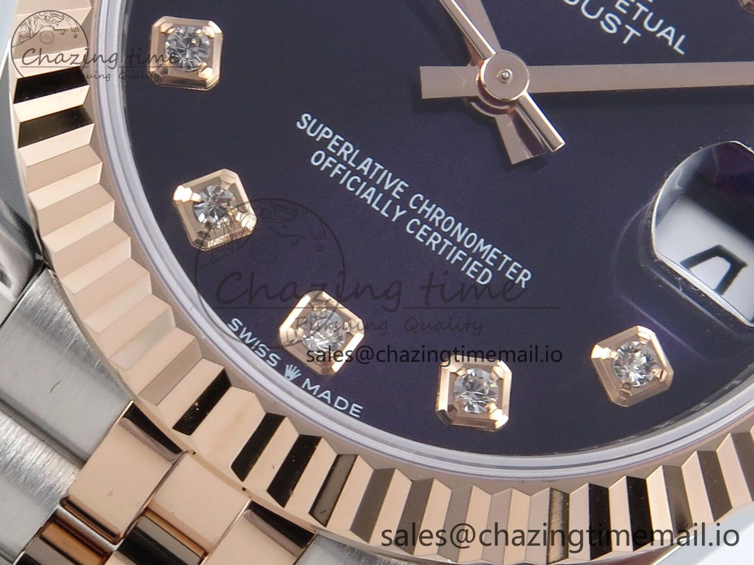 DateJust 31 278271 ARF 1:1 Best Edition 904L Steel Purple Diamonds Dial on SS RG Jubilee Bracelet ETA Flexible 513