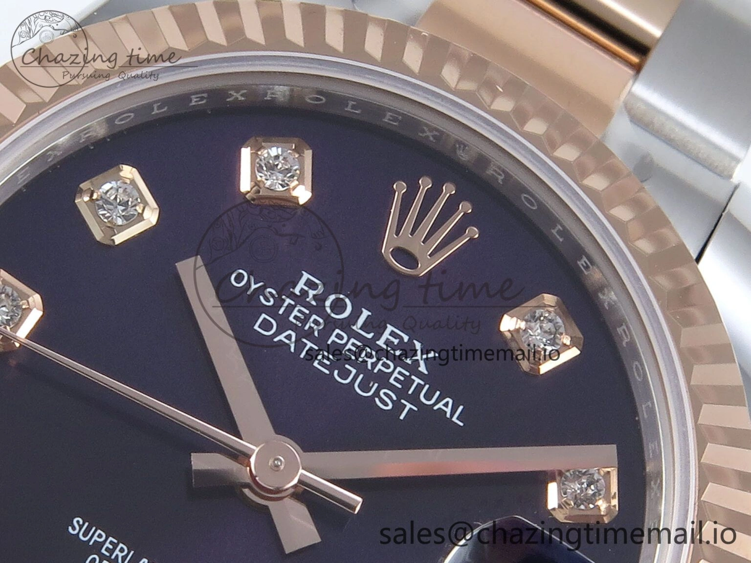 Neat DateJust 31 278271 ARF 1:1 Best Edition 904L Steel Purple Diamonds Dial on SS RG Oyster Bracelet ETA 522