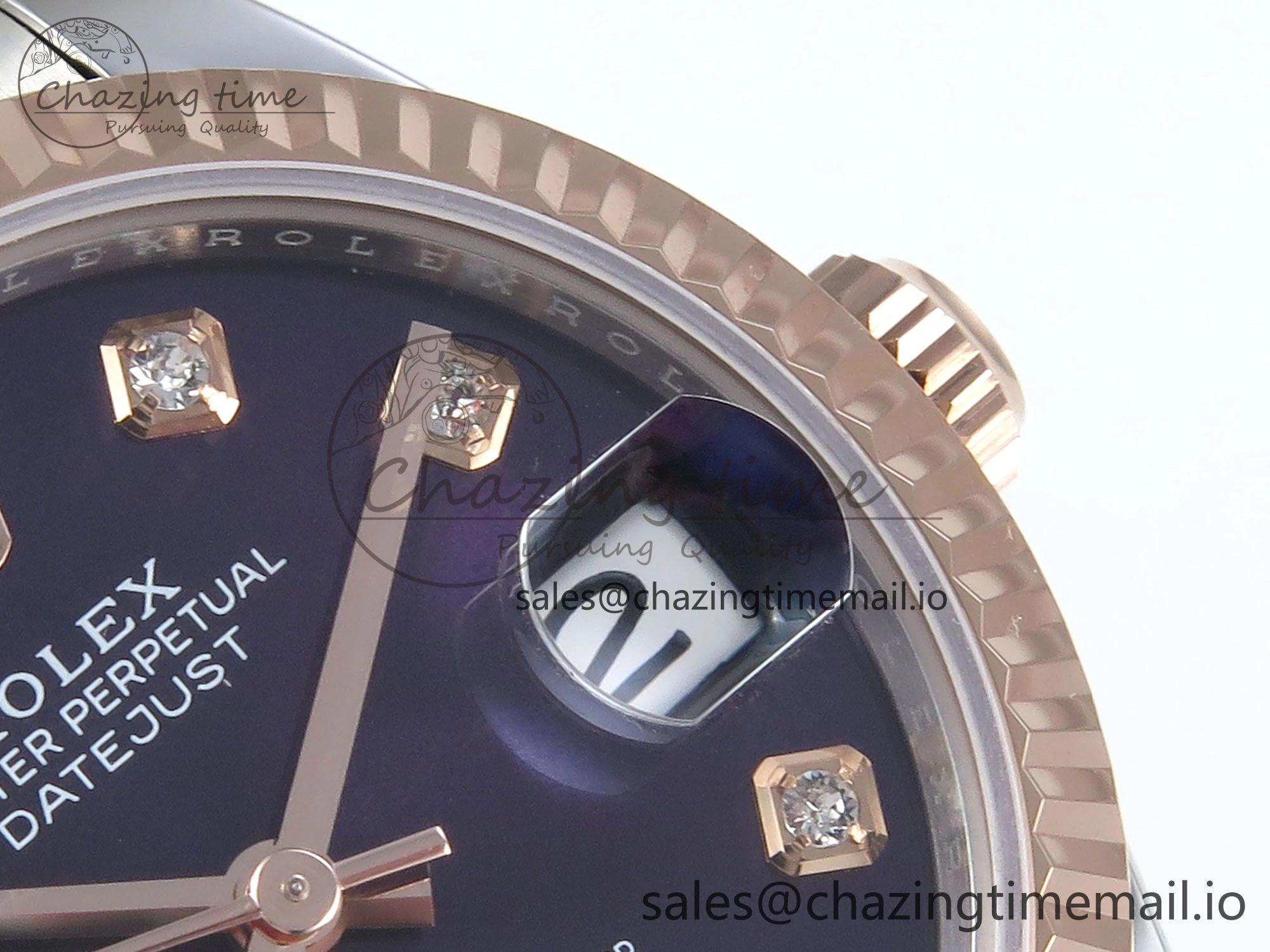 Neat DateJust 31 278271 ARF 1:1 Best Edition 904L Steel Purple Diamonds Dial on SS RG Oyster Bracelet ETA 522