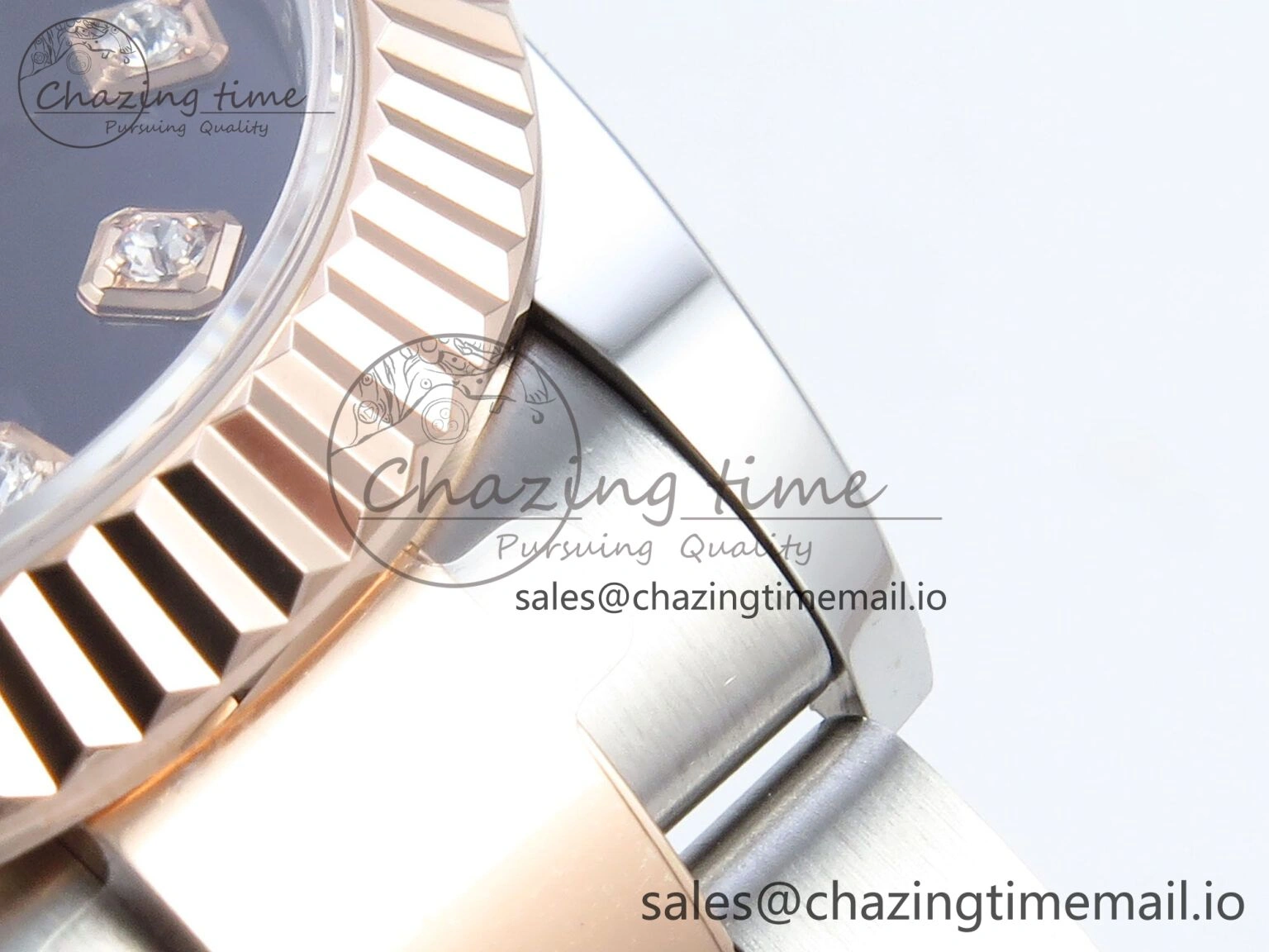 Neat DateJust 31 278271 ARF 1:1 Best Edition 904L Steel Purple Diamonds Dial on SS RG Oyster Bracelet ETA 522