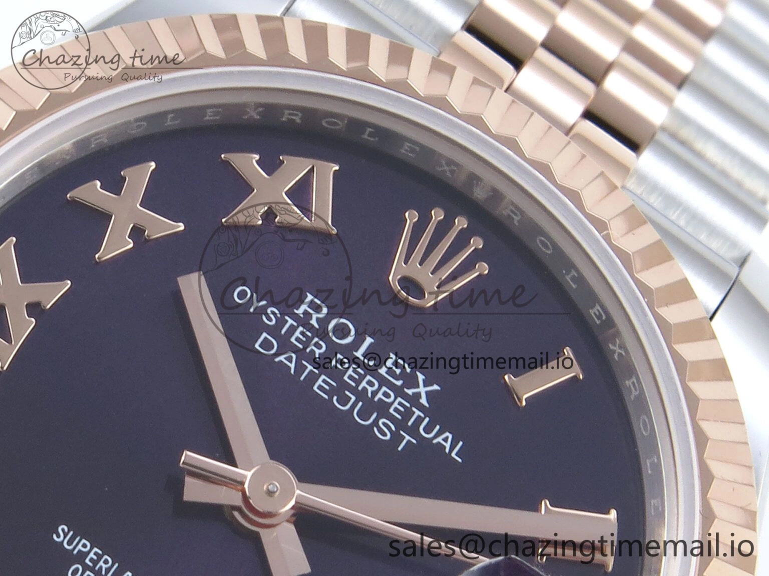Casual DateJust 31 278271 ARF 1:1 Best Edition 904L Steel Purple Roman Diamonds Dial on SS RG Jubilee Bracelet ETA 511