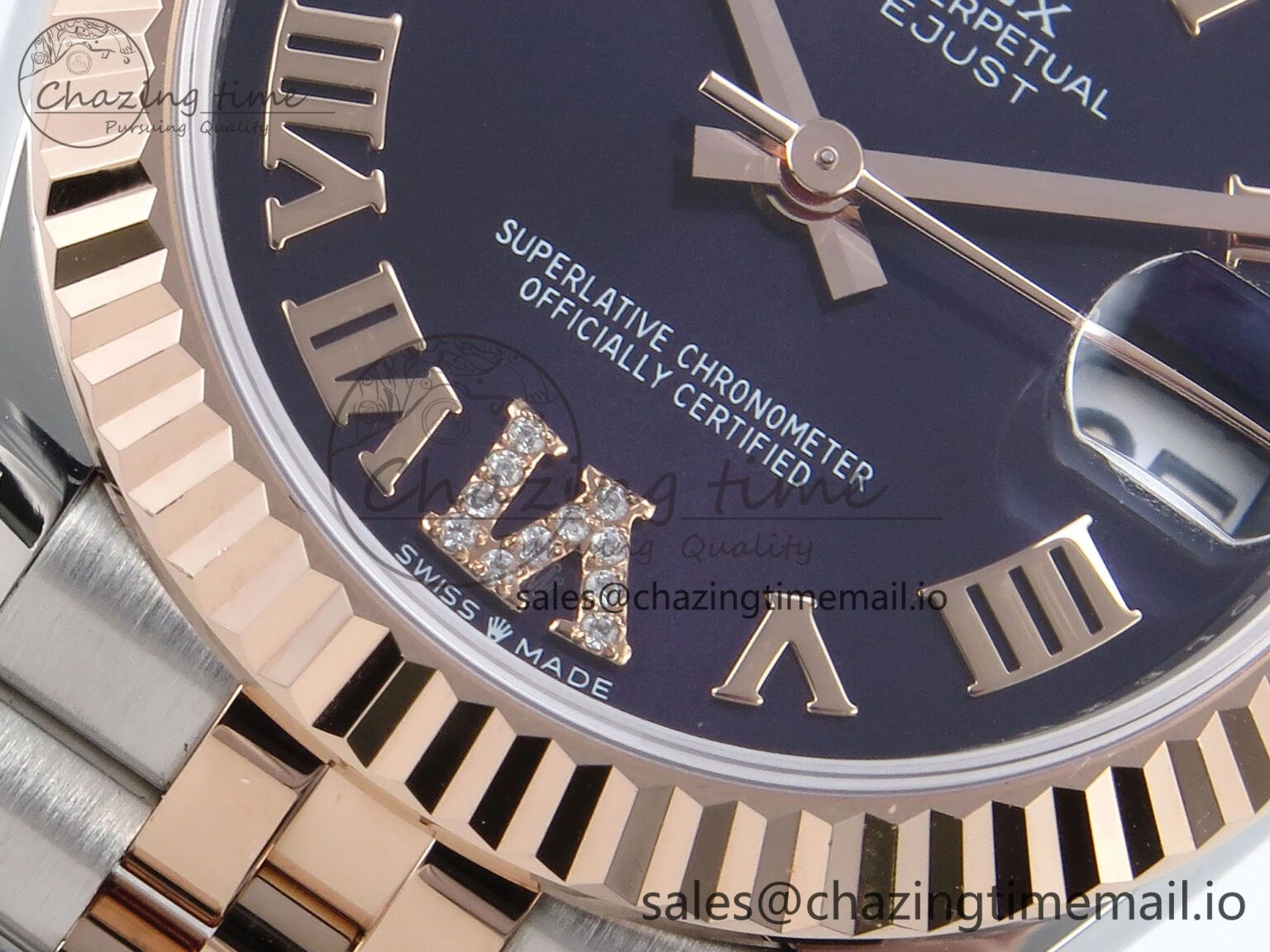 Casual DateJust 31 278271 ARF 1:1 Best Edition 904L Steel Purple Roman Diamonds Dial on SS RG Jubilee Bracelet ETA 511