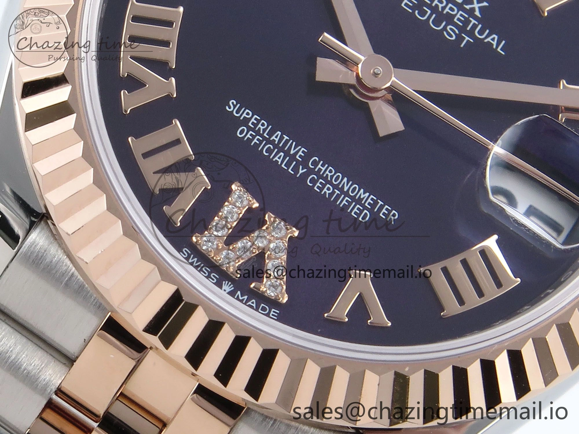 Casual DateJust 31 278271 ARF 1:1 Best Edition 904L Steel Purple Roman Diamonds Dial on SS RG Jubilee Bracelet ETA 511