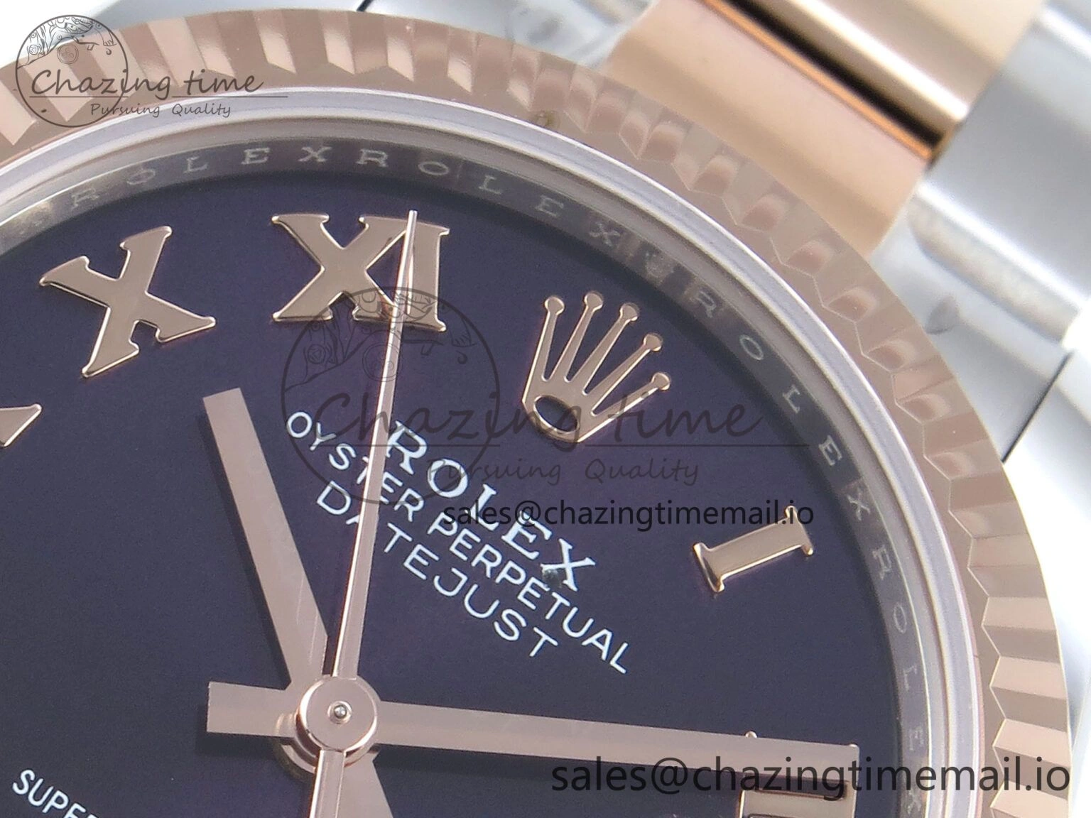 DateJust 31 278271 ARF 1:1 Best Edition 904L Steel Purple Roman Diamonds Dial on SS RG Oyster Bracelet ETA Refined 523