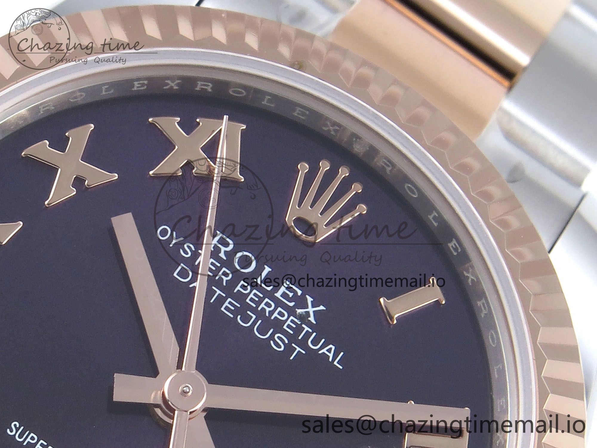 DateJust 31 278271 ARF 1:1 Best Edition 904L Steel Purple Roman Diamonds Dial on SS RG Oyster Bracelet ETA Refined 523