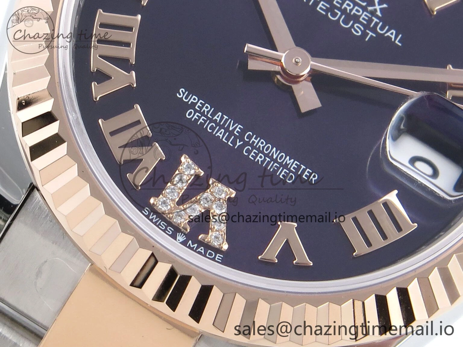 DateJust 31 278271 ARF 1:1 Best Edition 904L Steel Purple Roman Diamonds Dial on SS RG Oyster Bracelet ETA Refined 523