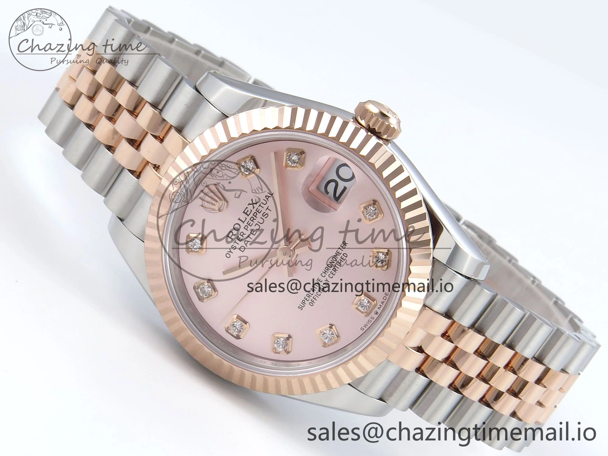 DateJust 31 278271 ARF 1:1 Best Edition 904L Steel RG Diamonds Dial on SS RG Jubilee Bracelet ETA ZipUp 509